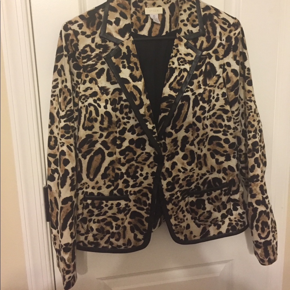Chicos leopard and leather blazer